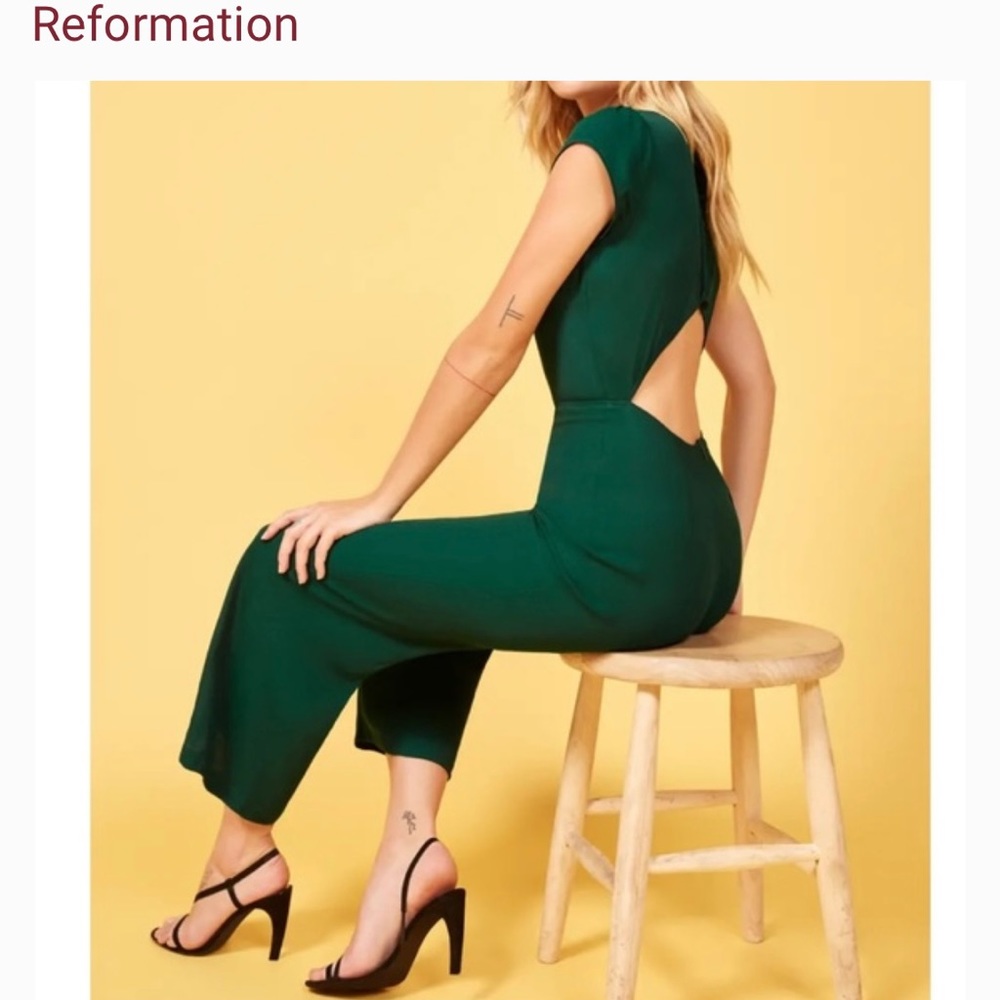 Green Mayer reformation jumpsuit
